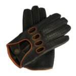 Premium Lambskin Leather Driving Gloves – Classic Unlined Vintage Car Gloves with Keyhole Back & Perforated Knuckle Cutouts