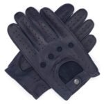 Leather Driving Gloves – Breathable Perforated Goat Leather Sports Car Gloves with Snap Closure