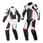 Product Title: Premium Leather Motorcycle Racing Suit – 1-Piece CE-Approved Armored Track Suit with Aerodynamic Hump & Knee Sliders