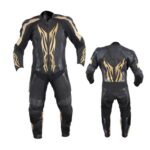 Product Title: Premium Leather Motorcycle Racing Suit – 1-Piece CE-Approved Armored Track Suit with Aerodynamic Hump & Knee Sliders