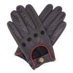 Leather Driving Gloves – Breathable Perforated Goat Leather Sports Car Gloves with Snap Closure
