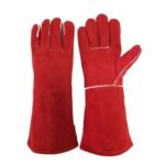 Heat Resistant Leather Welding Gloves – 16-Inch Split Cowhide MIG/Stick Welder Gauntlets with Kevlar Stitching